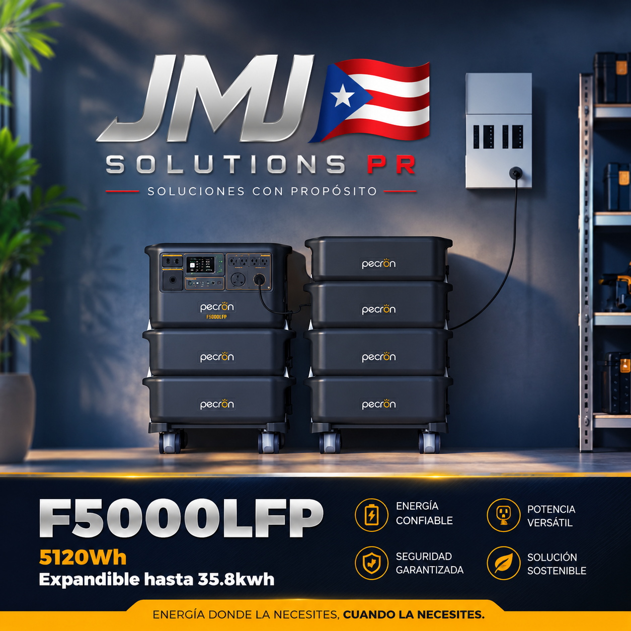PECRON F5000LFP Estación de Energía Portátil | 7200W | 5120Wh | 120V/240V